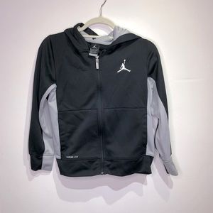 Kids Jordan Black Grey Zip Up Hooded Sweatshirt Size Medium